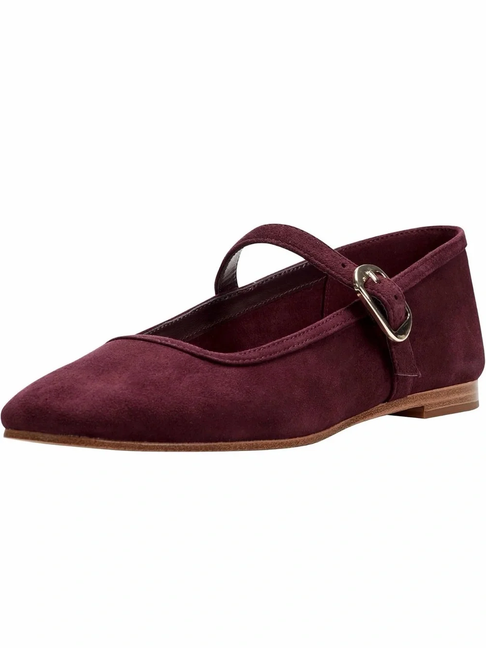 Marc Fisher Burgundy Suede Mary Jane Flats with Buckle